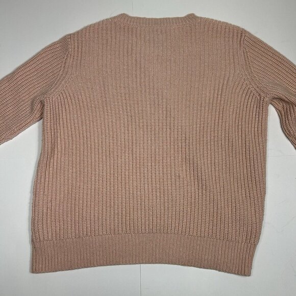 BCBG MAXAZRIA Caleigh Pink Salmon Thick Cable Knit Long Cuffed Sleeve Sweater M - Picture 6 of 6
